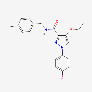 molecular formula C20H20FN3O2 B2985264 4-ethoxy-1-(4-fluorophenyl)-N-(4-methylbenzyl)-1H-pyrazole-3-carboxamide CAS No. 1211807-42-9