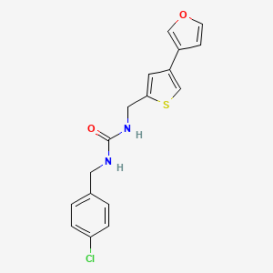 molecular formula C17H15ClN2O2S B2985266 1-[(4-Chlorophenyl)methyl]-3-[[4-(furan-3-yl)thiophen-2-yl]methyl]urea CAS No. 2380040-86-6
