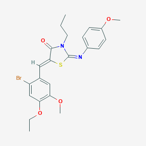 molecular formula C23H25BrN2O4S B298527 5-(2-Bromo-4-ethoxy-5-methoxybenzylidene)-2-[(4-methoxyphenyl)imino]-3-propyl-1,3-thiazolidin-4-one 