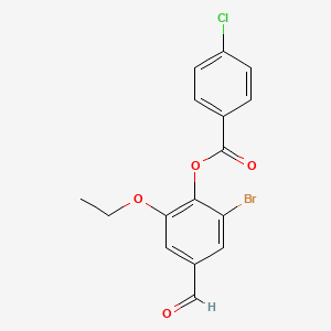 molecular formula C16H12BrClO4 B2985271 2-Bromo-6-ethoxy-4-formylphenyl 4-chlorobenzoate CAS No. 432018-94-5