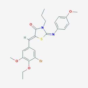 molecular formula C23H25BrN2O4S B298528 5-(3-Bromo-4-ethoxy-5-methoxybenzylidene)-2-[(4-methoxyphenyl)imino]-3-propyl-1,3-thiazolidin-4-one 