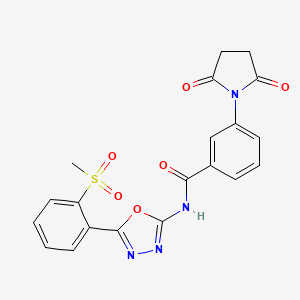 molecular formula C20H16N4O6S B2985295 3-(2,5-二氧代吡咯烷-1-基)-N-(5-(2-(甲磺酰基)苯基)-1,3,4-恶二唑-2-基)苯甲酰胺 CAS No. 886923-44-0