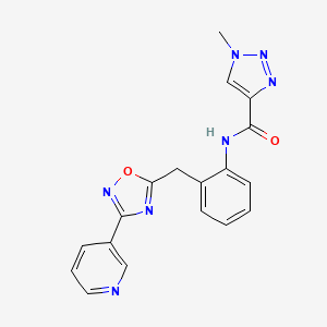 molecular formula C18H15N7O2 B2985299 1-甲基-N-(2-((3-(吡啶-3-基)-1,2,4-恶二唑-5-基)甲基)苯基)-1H-1,2,3-三唑-4-甲酰胺 CAS No. 1797602-63-1