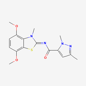 B2985307 N-(4,7-dimethoxy-3-methylbenzo[d]thiazol-2(3H)-ylidene)-1,3-dimethyl-1H-pyrazole-5-carboxamide CAS No. 1019095-74-9