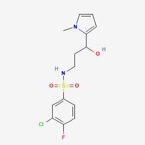 B2985309 3-chloro-4-fluoro-N-(3-hydroxy-3-(1-methyl-1H-pyrrol-2-yl)propyl)benzenesulfonamide CAS No. 1798674-50-6