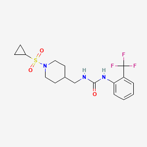 molecular formula C17H22F3N3O3S B2985310 1-((1-(Cyclopropylsulfonyl)piperidin-4-yl)methyl)-3-(2-(trifluoromethyl)phenyl)urea CAS No. 1235021-25-6