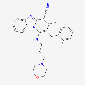 molecular formula C27H28ClN5O B2985321 2-(2-氯苄基)-3-甲基-1-[(3-吗啉-4-基丙基)氨基]吡啶并[1,2-a]苯并咪唑-4-腈 CAS No. 848996-14-5