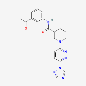 molecular formula C20H21N7O2 B2985326 1-(6-(1H-1,2,4-triazol-1-yl)pyridazin-3-yl)-N-(3-acetylphenyl)piperidine-3-carboxamide CAS No. 1797902-77-2