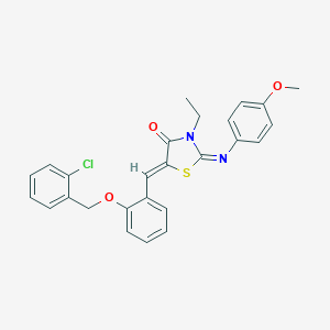 molecular formula C26H23ClN2O3S B298533 5-{2-[(2-Chlorobenzyl)oxy]benzylidene}-3-ethyl-2-[(4-methoxyphenyl)imino]-1,3-thiazolidin-4-one 