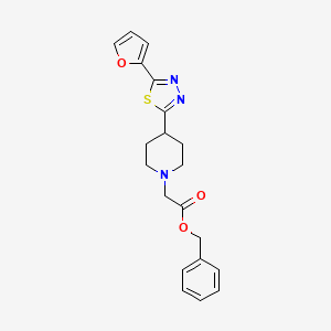 molecular formula C20H21N3O3S B2985335 苄基2-(4-(5-(呋喃-2-基)-1,3,4-噻二唑-2-基)哌啶-1-基)乙酸酯 CAS No. 1351612-43-5