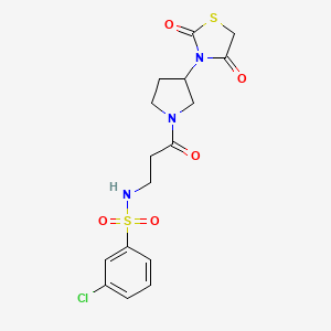 B2985345 3-chloro-N-(3-(3-(2,4-dioxothiazolidin-3-yl)pyrrolidin-1-yl)-3-oxopropyl)benzenesulfonamide CAS No. 2034525-39-6