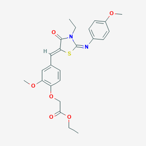 molecular formula C24H26N2O6S B298535 ethyl {4-[(Z)-{(2E)-3-ethyl-2-[(4-methoxyphenyl)imino]-4-oxo-1,3-thiazolidin-5-ylidene}methyl]-2-methoxyphenoxy}acetate 