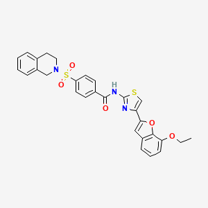 molecular formula C29H25N3O5S2 B2985352 4-((3,4-dihydroisoquinolin-2(1H)-yl)sulfonyl)-N-(4-(7-ethoxybenzofuran-2-yl)thiazol-2-yl)benzamide CAS No. 941971-17-1
