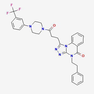 molecular formula C31H29F3N6O2 B2985365 1-(3-oxo-3-{4-[3-(trifluoromethyl)phenyl]piperazin-1-yl}propyl)-4-(2-phenylethyl)-4H,5H-[1,2,4]triazolo[4,3-a]quinazolin-5-one CAS No. 1280993-58-9