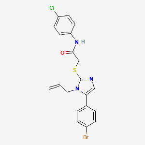 molecular formula C20H17BrClN3OS B2985373 2-((1-allyl-5-(4-bromophenyl)-1H-imidazol-2-yl)thio)-N-(4-chlorophenyl)acetamide CAS No. 1207019-66-6