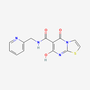 molecular formula C13H10N4O3S B2985375 7-hydroxy-5-oxo-N-(pyridin-2-ylmethyl)-5H-thiazolo[3,2-a]pyrimidine-6-carboxamide CAS No. 898457-71-1