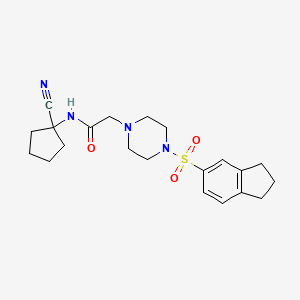 molecular formula C21H28N4O3S B2985380 N-(1-cyanocyclopentyl)-2-[4-(2,3-dihydro-1H-inden-5-ylsulfonyl)piperazin-1-yl]acetamide CAS No. 878121-77-8