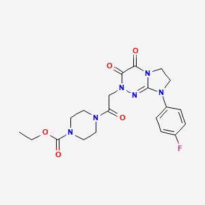 molecular formula C20H23FN6O5 B2985387 ethyl 4-(2-(8-(4-fluorophenyl)-3,4-dioxo-3,4,7,8-tetrahydroimidazo[2,1-c][1,2,4]triazin-2(6H)-yl)acetyl)piperazine-1-carboxylate CAS No. 941887-58-7