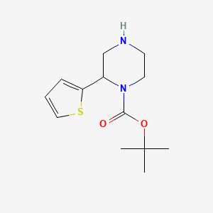 molecular formula C13H20N2O2S B2985389 2-Thiophen-2-YL-piperazine-1-carboxylic acid tert-butyl ester CAS No. 886771-44-4