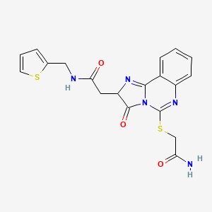 2-{[3-oxo-2-({[(thiophen-2-yl)methyl]carbamoyl}methyl)-2H,3H-imidazo[1,2-c]quinazolin-5-yl]sulfanyl}acetamide