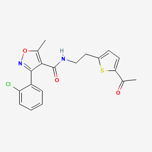 molecular formula C19H17ClN2O3S B2985401 N-(2-(5-acetylthiophen-2-yl)ethyl)-3-(2-chlorophenyl)-5-methylisoxazole-4-carboxamide CAS No. 2034437-25-5
