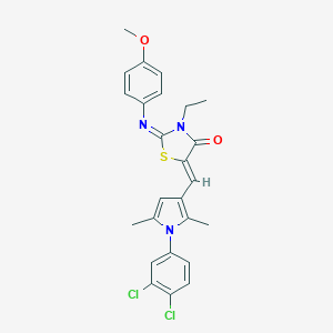 molecular formula C25H23Cl2N3O2S B298541 5-{[1-(3,4-dichlorophenyl)-2,5-dimethyl-1H-pyrrol-3-yl]methylene}-3-ethyl-2-[(4-methoxyphenyl)imino]-1,3-thiazolidin-4-one 