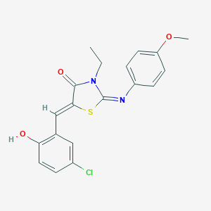 molecular formula C19H17ClN2O3S B298542 5-(5-Chloro-2-hydroxybenzylidene)-3-ethyl-2-[(4-methoxyphenyl)imino]-1,3-thiazolidin-4-one 