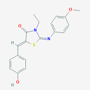 molecular formula C19H18N2O3S B298543 3-Ethyl-5-(4-hydroxybenzylidene)-2-[(4-methoxyphenyl)imino]-1,3-thiazolidin-4-one 