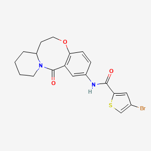 molecular formula C19H19BrN2O3S B2985434 4-Bromo-N-(6-oxo-2,3,4,12,13,13a-hexahydro-1H-pyrido[2,1-d][1,5]benzoxazocin-8-yl)thiophene-2-carboxamide CAS No. 1448033-78-0