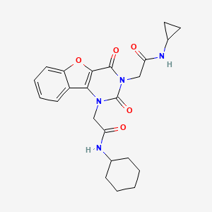 molecular formula C23H26N4O5 B2985437 N-cyclohexyl-2-(3-(2-(cyclopropylamino)-2-oxoethyl)-2,4-dioxo-3,4-dihydrobenzofuro[3,2-d]pyrimidin-1(2H)-yl)acetamide CAS No. 1251566-23-0