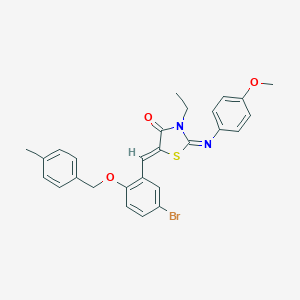 molecular formula C27H25BrN2O3S B298544 (2E,5Z)-5-{5-bromo-2-[(4-methylbenzyl)oxy]benzylidene}-3-ethyl-2-[(4-methoxyphenyl)imino]-1,3-thiazolidin-4-one 