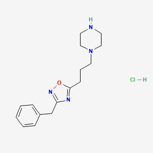 molecular formula C16H23ClN4O B2985448 1-[3-(3-Benzyl-1,2,4-oxadiazol-5-yl)propyl]piperazine hydrochloride CAS No. 1170967-54-0