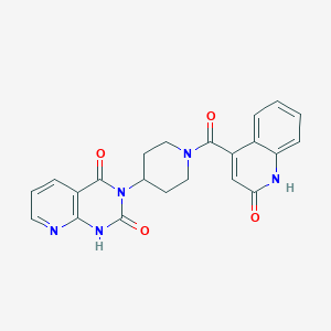 molecular formula C22H19N5O4 B2985453 3-(1-(2-hydroxyquinoline-4-carbonyl)piperidin-4-yl)pyrido[2,3-d]pyrimidine-2,4(1H,3H)-dione CAS No. 2034554-36-2