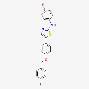 molecular formula C22H16F2N2OS B2985457 5-{4-[(4-fluorobenzyl)oxy]phenyl}-N-(4-fluorophenyl)-1,3-thiazol-2-amine CAS No. 297150-36-8