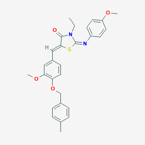 molecular formula C28H28N2O4S B298546 3-Ethyl-5-{3-methoxy-4-[(4-methylbenzyl)oxy]benzylidene}-2-[(4-methoxyphenyl)imino]-1,3-thiazolidin-4-one 