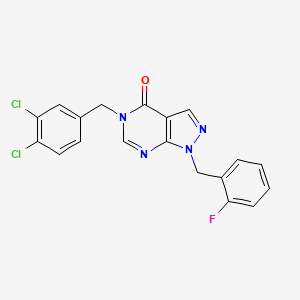 molecular formula C19H13Cl2FN4O B2985460 5-(3,4-二氯苄基)-1-(2-氟苄基)-1H-吡唑并[3,4-d]嘧啶-4(5H)-酮 CAS No. 1203246-62-1