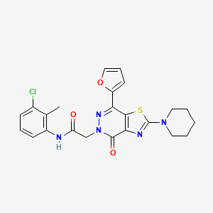 molecular formula C23H22ClN5O3S B2985466 N-(3-chloro-2-methylphenyl)-2-(7-(furan-2-yl)-4-oxo-2-(piperidin-1-yl)thiazolo[4,5-d]pyridazin-5(4H)-yl)acetamide CAS No. 1105208-92-1