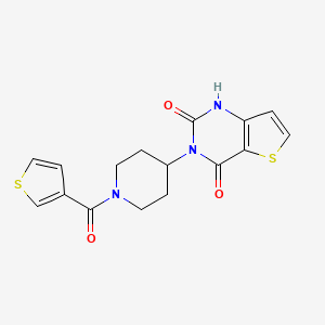 molecular formula C16H15N3O3S2 B2985469 3-(1-(噻吩-3-羰基)哌啶-4-基)噻吩并[3,2-d]嘧啶-2,4(1H,3H)-二酮 CAS No. 2034392-56-6