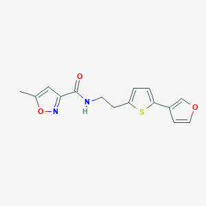 molecular formula C15H14N2O3S B2985484 N-(2-(5-(furan-3-yl)thiophen-2-yl)ethyl)-5-methylisoxazole-3-carboxamide CAS No. 2034566-14-6