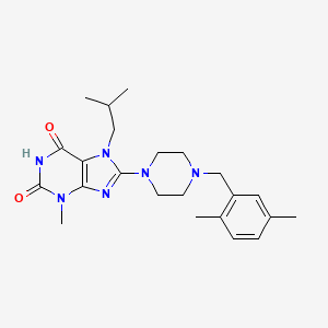 molecular formula C23H32N6O2 B2985487 8-[4-[(2,5-Dimethylphenyl)methyl]piperazin-1-yl]-3-methyl-7-(2-methylpropyl)purine-2,6-dione CAS No. 898797-29-0