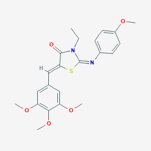 molecular formula C22H24N2O5S B298549 3-Ethyl-2-[(4-methoxyphenyl)imino]-5-(3,4,5-trimethoxybenzylidene)-1,3-thiazolidin-4-one 