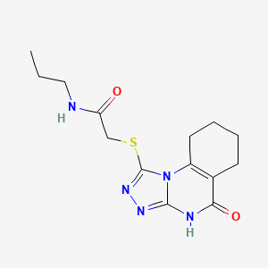 2-((5-oxo-4,5,6,7,8,9-hexahydro-[1,2,4]triazolo[4,3-a]quinazolin-1-yl)thio)-N-propylacetamide