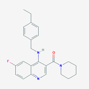(4-((4-Ethylbenzyl)amino)-6-fluoroquinolin-3-yl)(piperidin-1-yl)methanone