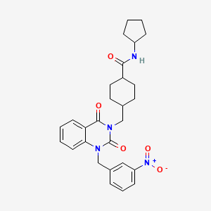 N-cyclopentyl-4-((1-(3-nitrobenzyl)-2,4-dioxo-1,2-dihydroquinazolin-3(4H)-yl)methyl)cyclohexanecarboxamide