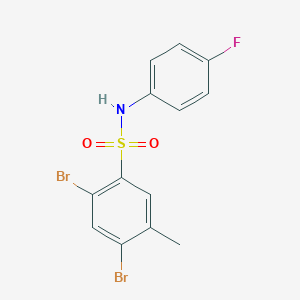 molecular formula C13H10Br2FNO2S B2985515 2,4-Dibromo-N-(4-fluorophenyl)-5-methylbenzenesulfonamide CAS No. 2361767-41-9