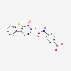 molecular formula C20H15N3O4S B2985538 4-{[(4-氧代[1]苯并噻吩并[3,2-d]嘧啶-3(4H)-基)乙酰基]氨基}苯甲酸甲酯 CAS No. 1223765-74-9