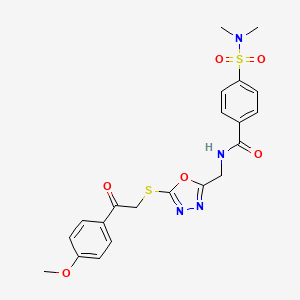 4-(dimethylsulfamoyl)-N-[[5-[2-(4-methoxyphenyl)-2-oxidanylidene-ethyl]sulfanyl-1,3,4-oxadiazol-2-yl]methyl]benzamide