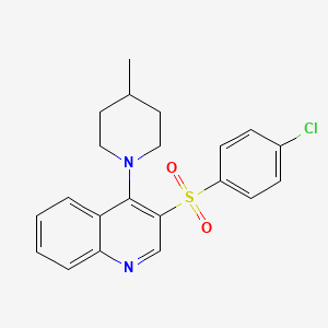 molecular formula C21H21ClN2O2S B2985548 3-(4-Chlorophenyl)sulfonyl-4-(4-methylpiperidin-1-yl)quinoline CAS No. 895647-45-7
