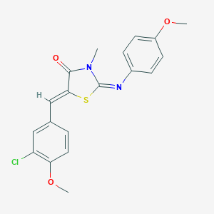 molecular formula C19H17ClN2O3S B298555 5-(3-Chloro-4-methoxybenzylidene)-2-[(4-methoxyphenyl)imino]-3-methyl-1,3-thiazolidin-4-one 