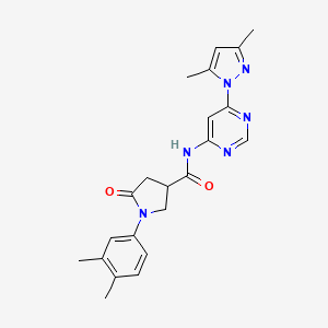 N-(6-(3,5-dimethyl-1H-pyrazol-1-yl)pyrimidin-4-yl)-1-(3,4-dimethylphenyl)-5-oxopyrrolidine-3-carboxamide